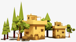 游戏房屋树木素材