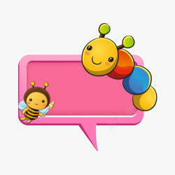 粉色立体语音框卡通动物边框对话框高清图片