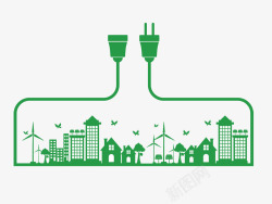 风车绿色节能环保建筑图案高清图片