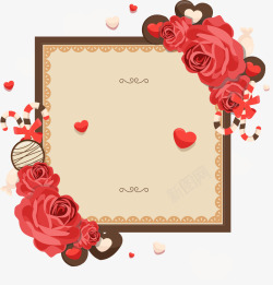 情人节浪漫红玫瑰复古风边框素材