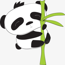在竹子上的卡通熊猫素材