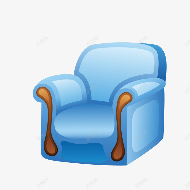 蓝色靠背沙发png免抠素材_88icon https://88icon.com png免抠图 卡通 手绘 时尚 椅子 沙发 舒服 蓝色 装饰 靠背