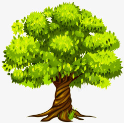 矢量抽象大树卡通绿色大树古榕树抽象插画高清图片