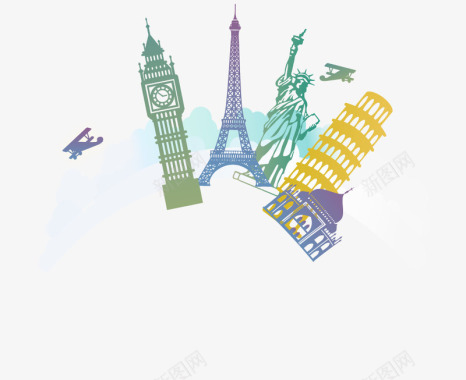旅游logo自由女神国外建筑旅游元素图标图标
