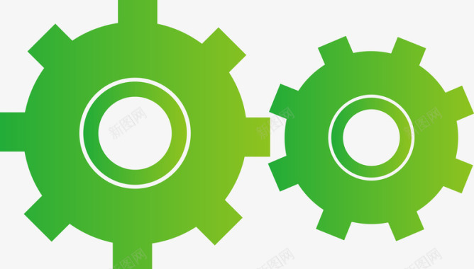彩绘绿色背景绿色齿轮矢量图图标图标