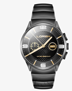 玫瑰金不锈钢表带手表手绘黑色手表矢量图高清图片