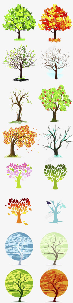 矢量抽象插图手绘树木装饰高清图片