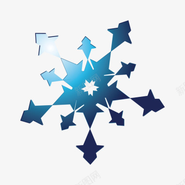 冬天的性格五角蓝色雪花剪纸图标图标