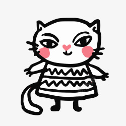 小猫咪简笔画手绘卡通粉色卡通小猫咪高清图片