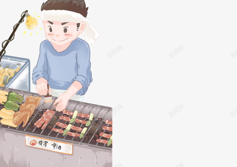 手绘烤串烧烤人物psd免抠素材_88icon https://88icon.com BBQ 手绘插画 清新风格 石板烤肉 聚餐美食 路边烧烤