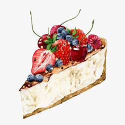 手绘蓝莓草莓糕点水果蛋糕高清图片