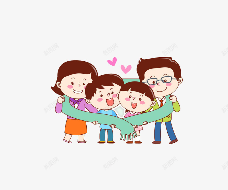 快乐一家人png免抠素材_88icon https://88icon.com 一家人 亲情 亲爱的爸爸妈妈 卡通手绘 天伦之乐 子女 家庭 爱心 爸爸妈妈 蓝色围巾