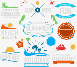 9款夏季沙滩度假标签素材