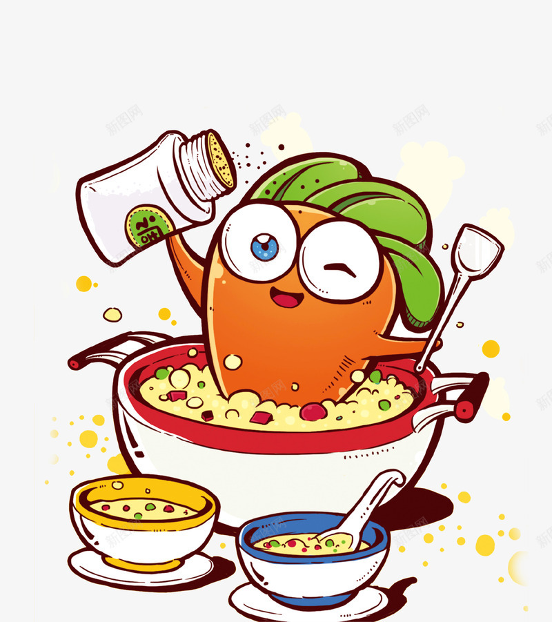 卡通可爱美食插画png免抠素材_88icon https://88icon.com 卡通手绘 可爱 插画 海报 炒菜 美食 调料