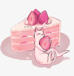 水彩猫咪猫咪蛋糕高清图片