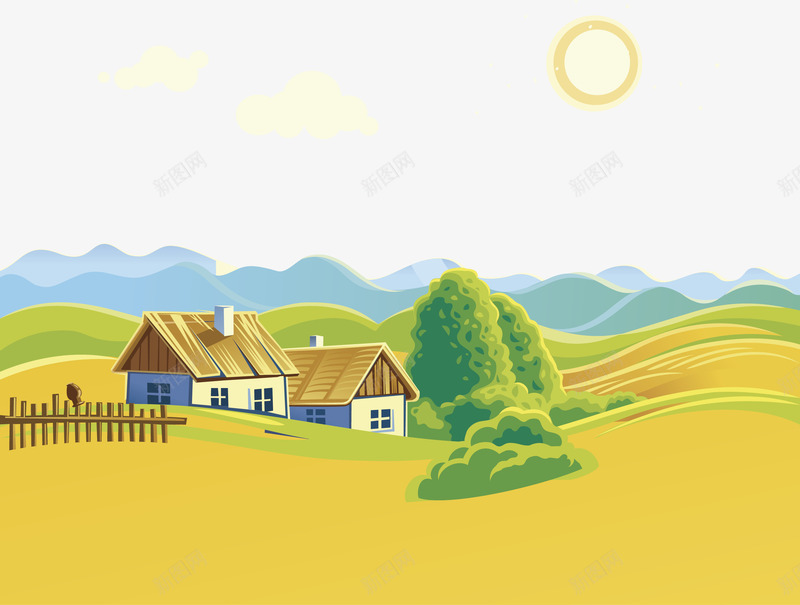 卡通农庄田地插画png免抠素材_88icon https://88icon.com 儿童插画 农场农庄 卡通农庄 卡通手绘 卡通插画 彩色田地 矢量装饰 简易房子
