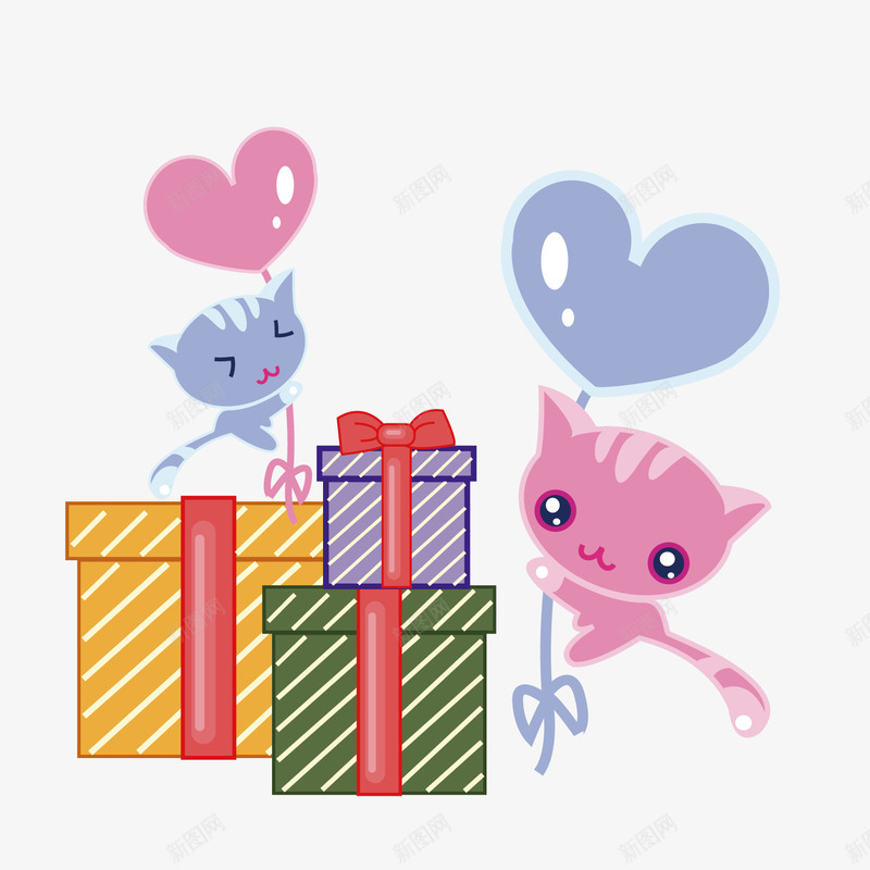 卡通小猫礼物盒节日气球png免抠素材_88icon https://88icon.com 卡通 卡通气球 卡通矢量 卡通节日 气球 气球卡通 气球礼物 矢量卡通 矢量气球 礼物 节日