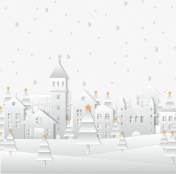 卡通立体城市雪景素材