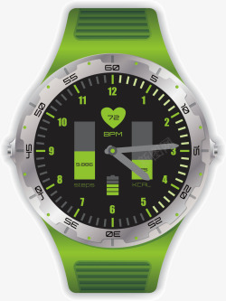 多功能智能绿色手表矢量图素材