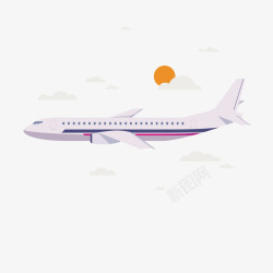 太阳插画免抠PNG云层中的飞机高清图片