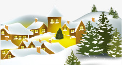 金色村庄被雪覆盖的村庄高清图片