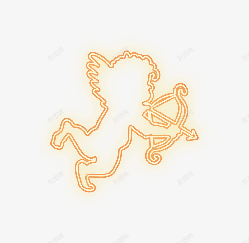 情人节爱神丘比特png免抠素材_88icon https://88icon.com 创意丘比特 小丘比特 情人节 爱情 爱神丘比特 黄色光晕 黄色霓虹灯