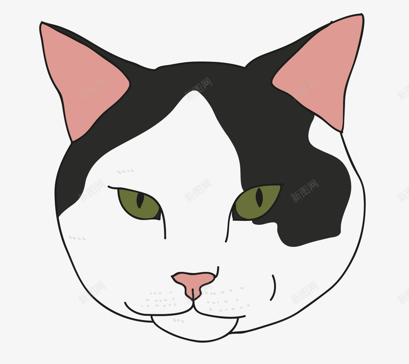 黑白小猫咪png免抠素材_88icon https://88icon.com 动物 卡通 卡通动物 可爱 猫头 黑白猫咪