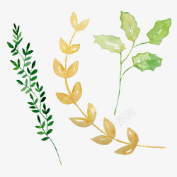 彩绘艺术手绘淡雅水彩植物叶子图案高清图片