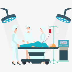 输血证插画产妇和医务人员插画矢量图高清图片