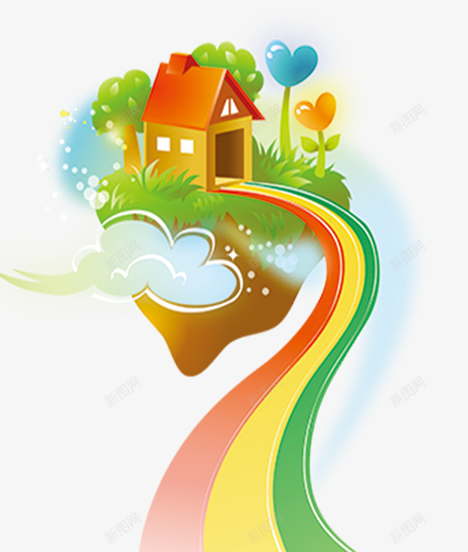 通往家的路png免抠素材_88icon https://88icon.com 一条路 培训 彩色 彩虹 房子 手绘 教育