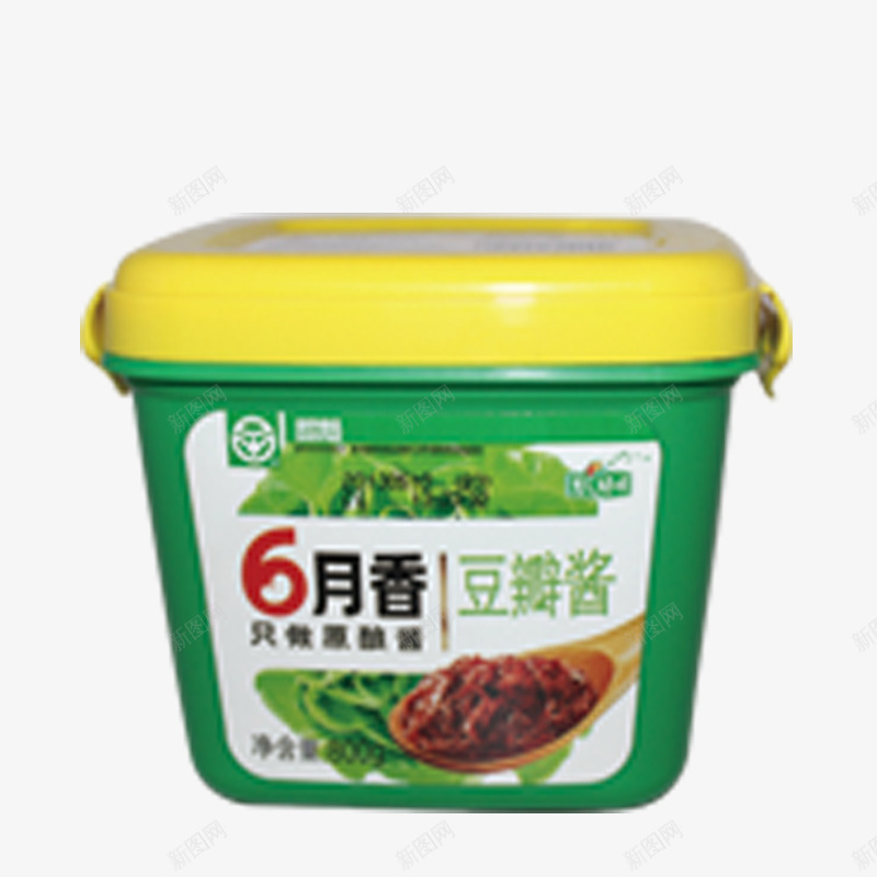 六月香豆瓣酱png免抠素材_88icon https://88icon.com 产品实物 伴酱 绿色 超市 速食食品 黄色