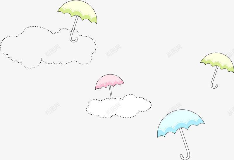 雨伞背景png免抠素材_88icon https://88icon.com AI 云朵 伞 卡通 天空 底纹 手绘 插图 插画 线条 背景 雨伞