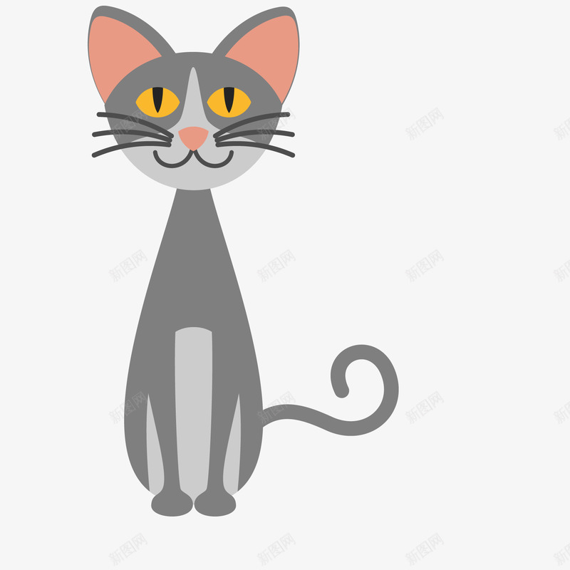 卡通灰色的小猫矢量图ai免抠素材_88icon https://88icon.com 卡通 可爱 小猫 扁平化 灰色 猫咪 矢量图