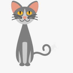 卡通灰色的小猫矢量图素材