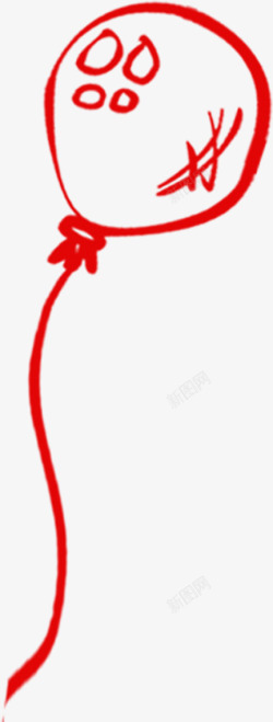 红色简笔画气球七夕情人节素材