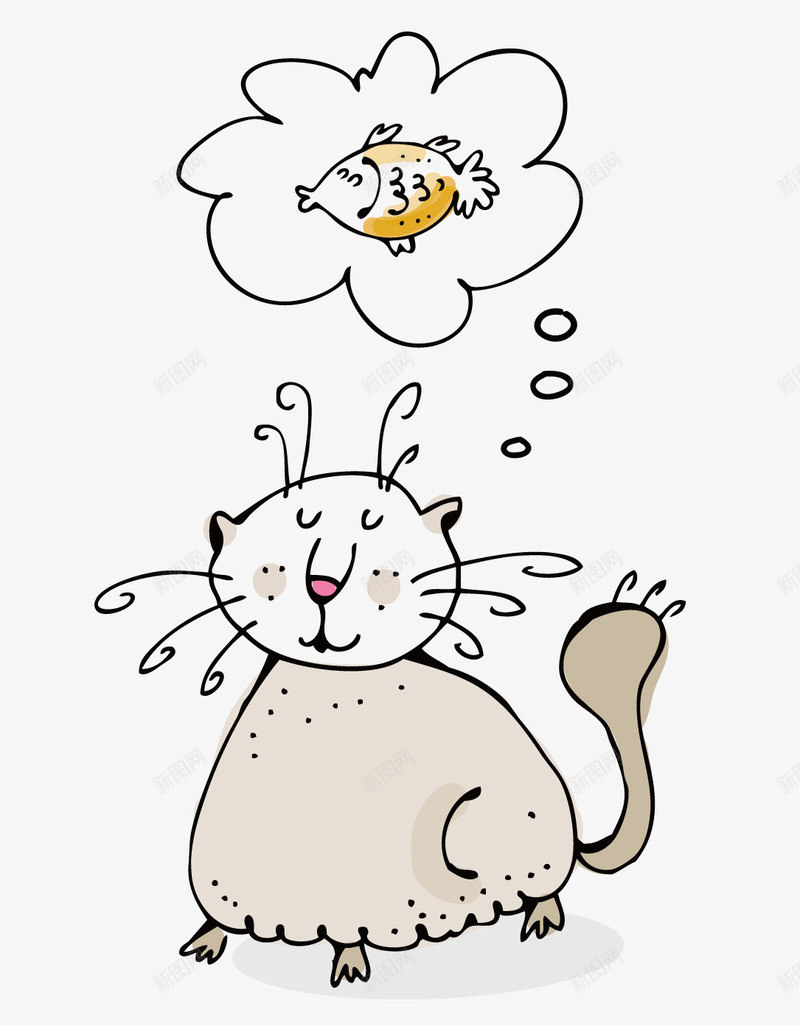 想吃鱼的小猫png免抠素材_88icon https://88icon.com 卡通 小动物 小猫 小鱼 想吃鱼的猫