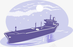 快递运输方式卡通航行的货船高清图片