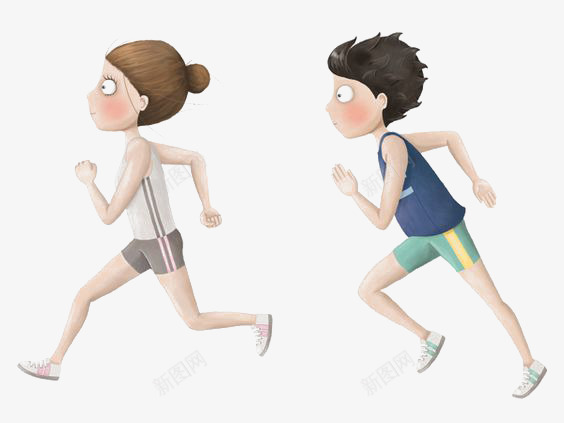 跑步的人png免抠素材_88icon https://88icon.com 人物 卡通 大步跑 女孩 手绘 插画 男孩 跑步 运动 逃跑小人