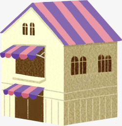 紫色漫画房屋插图素材