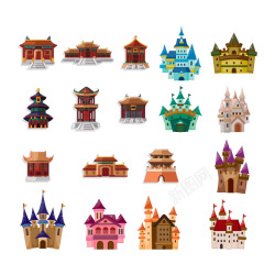 中国传统建筑城堡宫殿建筑图标高清图片
