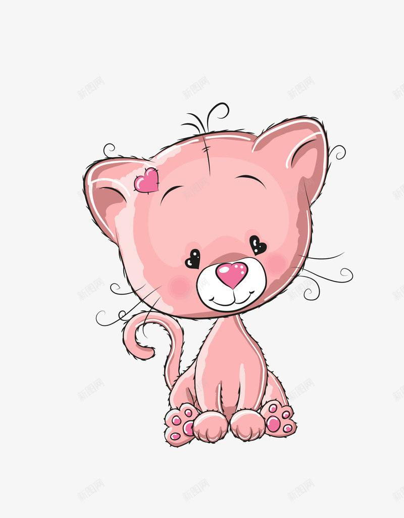 粉色可爱小猫矢量图eps免抠素材_88icon https://88icon.com 可爱 小猫 矢量小猫 粉色小猫 矢量图
