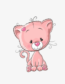粉色可爱小猫矢量图素材