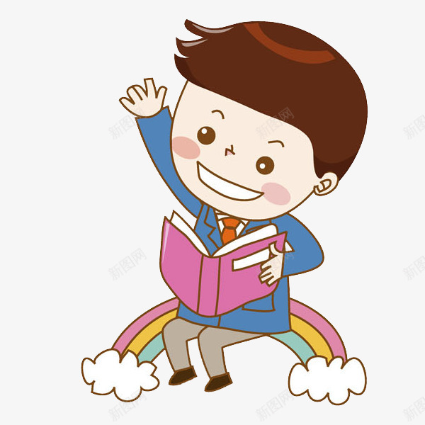 彩虹上的男孩png免抠素材_88icon https://88icon.com 举手答题 卡通 右手举手 小男孩举手 彩虹 男孩 读书 高兴的