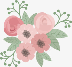 手绘粉色蔷薇花束素材