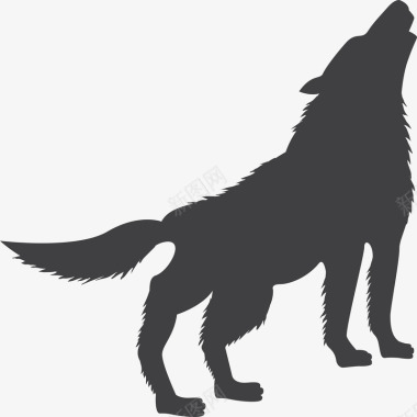 森林嚎叫的动物狼插画矢量图图标图标