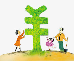 绿色人民币符号家庭理财元素素材
