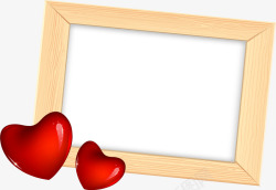 爱心画框素材情人节爱心木质画框高清图片