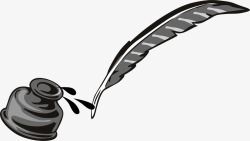 手绘羽毛笔素材