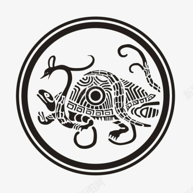 古代农夫中国上古代神兽玄武印章图标图标