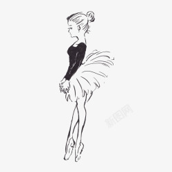 优雅的手绘少儿芭蕾舞者插画素材